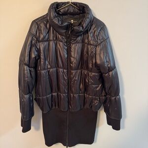 7 FOR ALL MANKIND Women's Puffer Jacket Coat Shiny DARK BLUE  Size SMALL